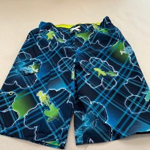 Op Blue Flowered Swim Trunks